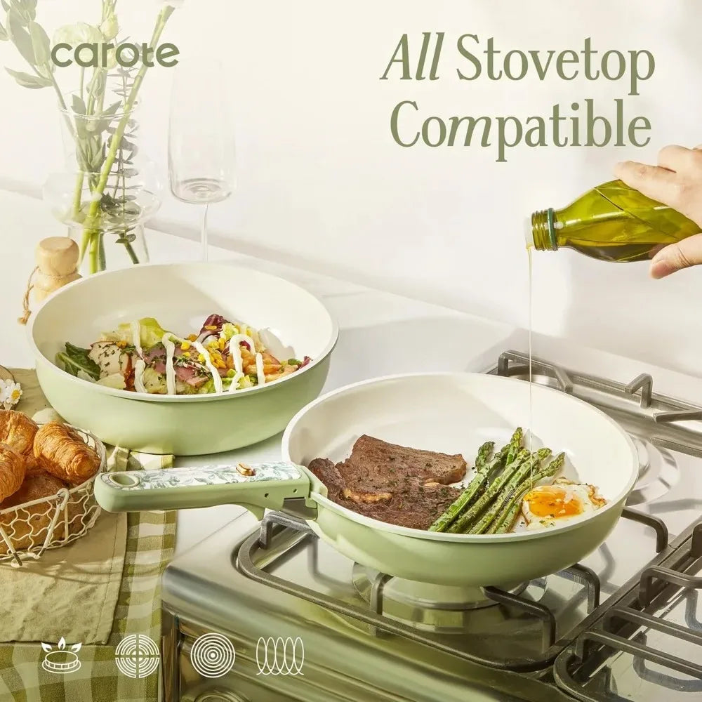 Cuca 25-Piece Nonstick Ceramic Cookware Set Pots with Detachable Handles