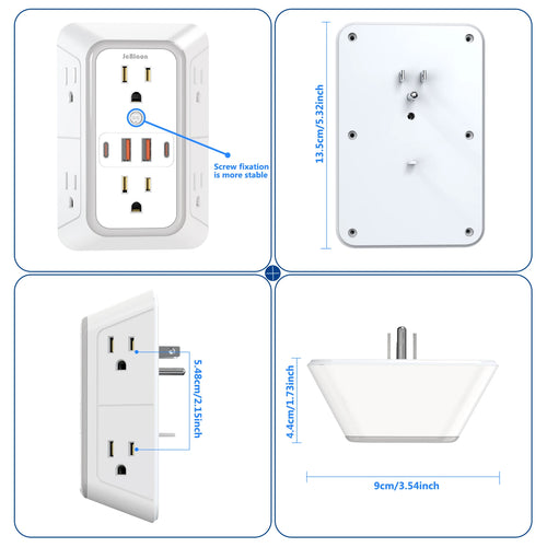 10-in-1 Wall Outlet Extender With USB Fast Charging