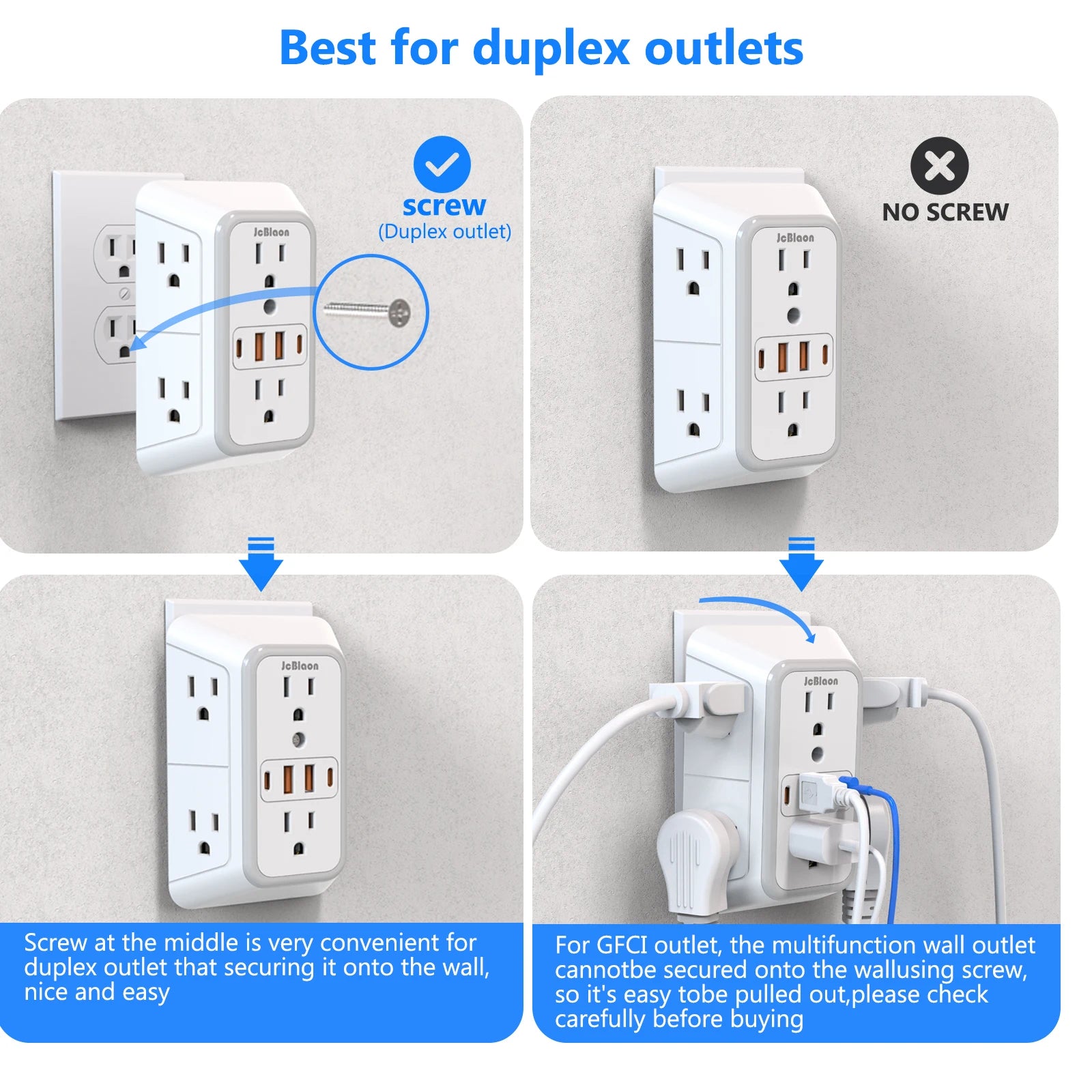 10-in-1 Wall Outlet Extender With USB Fast Charging