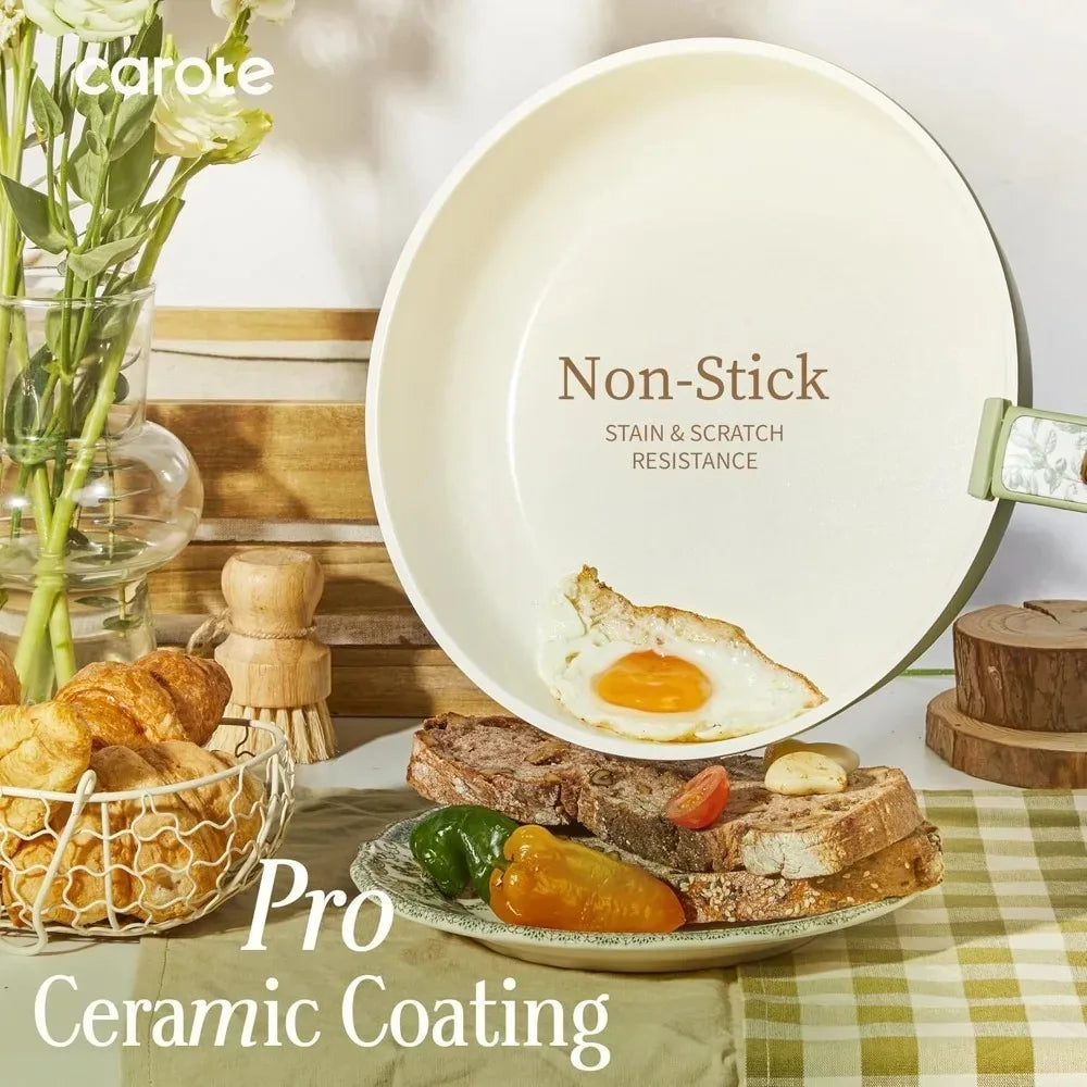 Cuca 25-Piece Nonstick Ceramic Cookware Set Pots with Detachable Handles