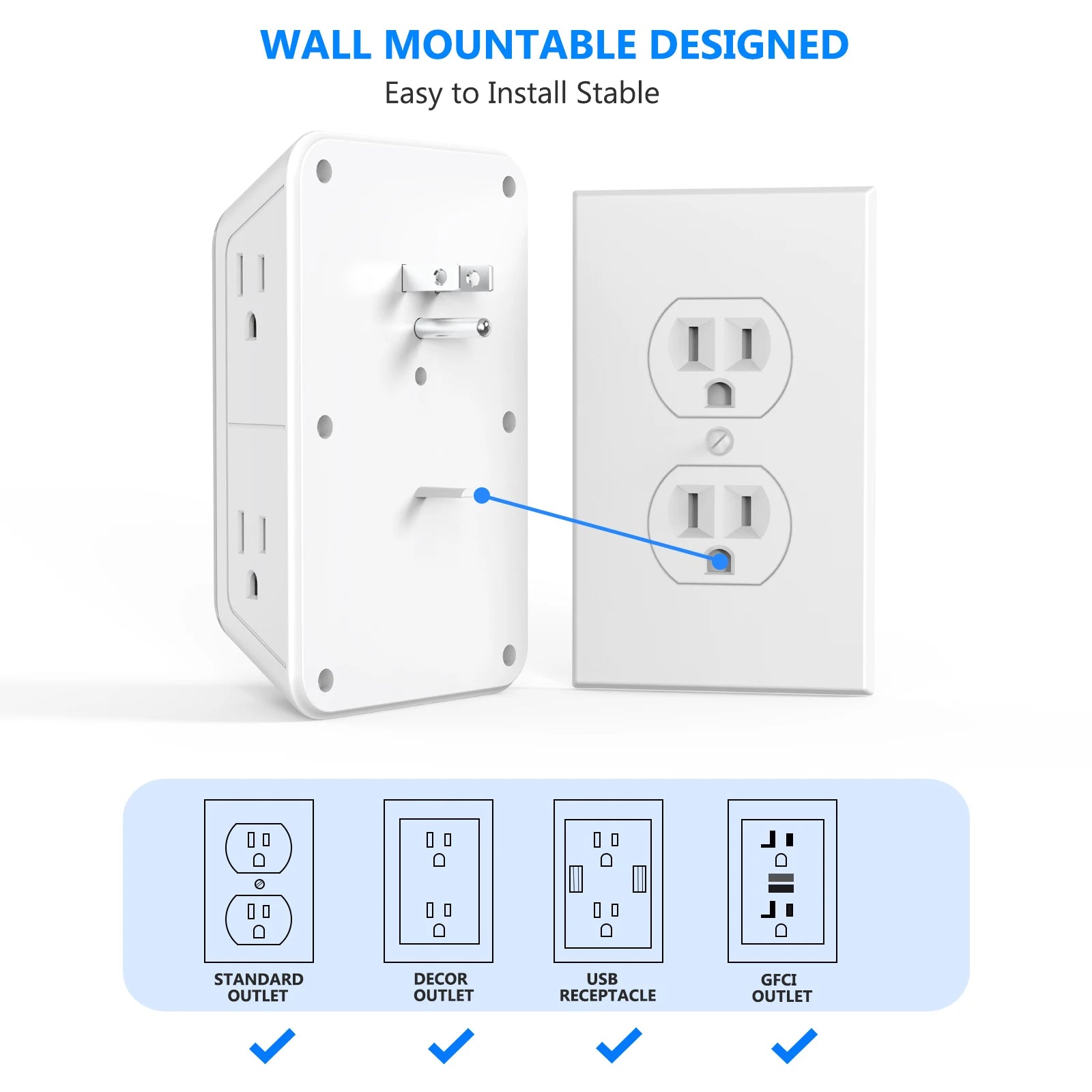 10-in-1 Wall Outlet Extender With USB Fast Charging